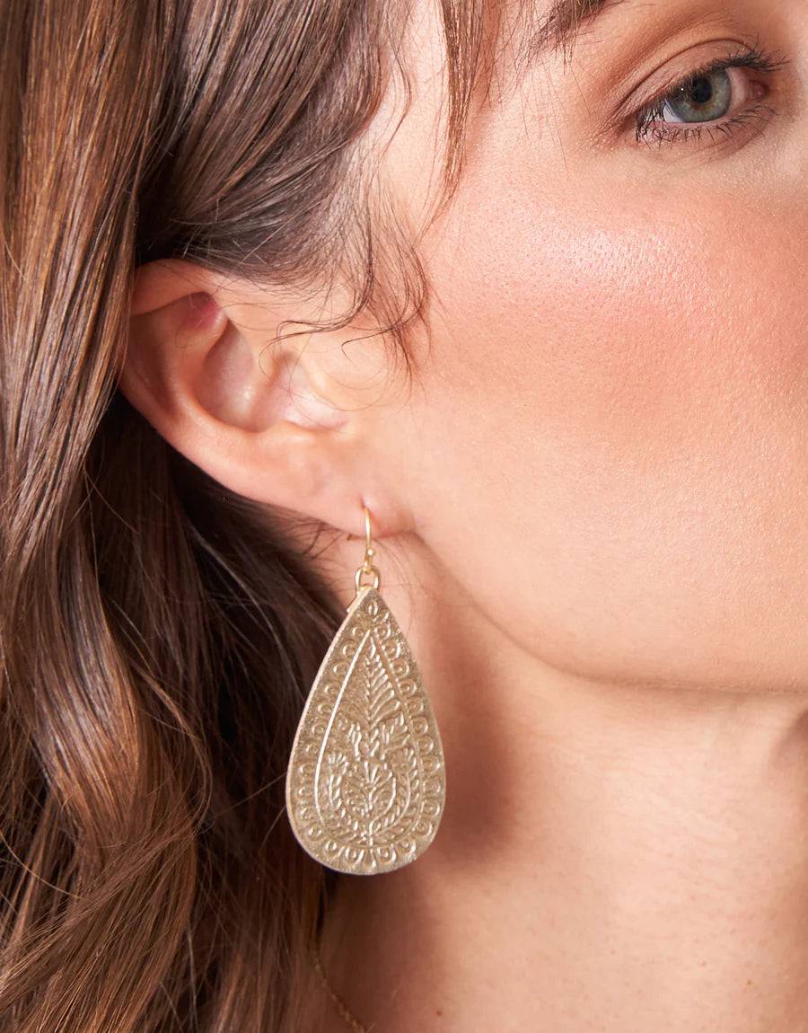 Spartina - Penelope Leather Earrings - Gold - Findlay Rowe Designs