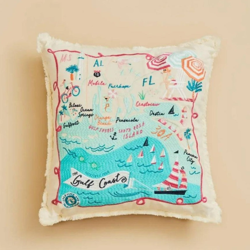 Spartina - Greetings from Gulf Coast Embroidered Pillow - Findlay Rowe Designs