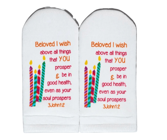 Birthday Candle Socks: 3 John 1:2 - Findlay Rowe Designs