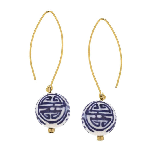 Susan Shaw - Earrings - Blue & White Threader - Findlay Rowe Designs
