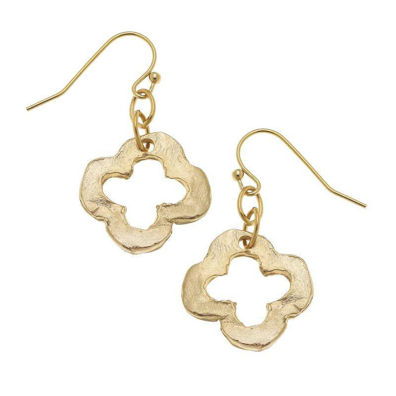 Susan Shaw - Dainty Gold Open Cloverleaf Earrings - Findlay Rowe Designs