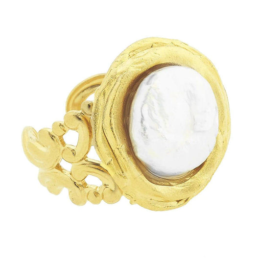 Susan Shaw - Coin Pearl Cab Ring - Findlay Rowe Designs