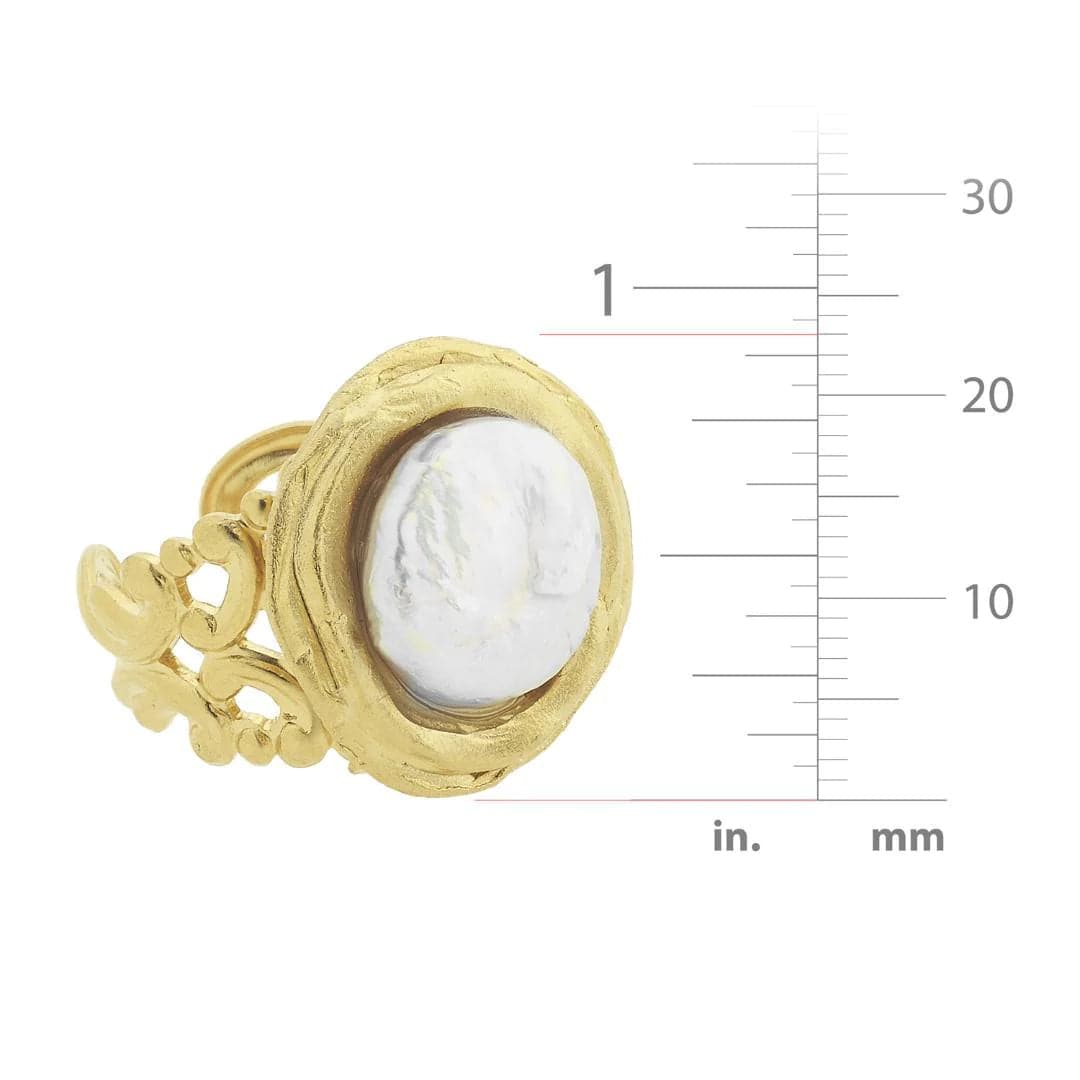Susan Shaw - Ring - Coin Pearl Cab - Findlay Rowe Designs