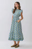 Dress - Midi Flutter Sleeve Tiered - Blue Floral - Findlay Rowe Designs