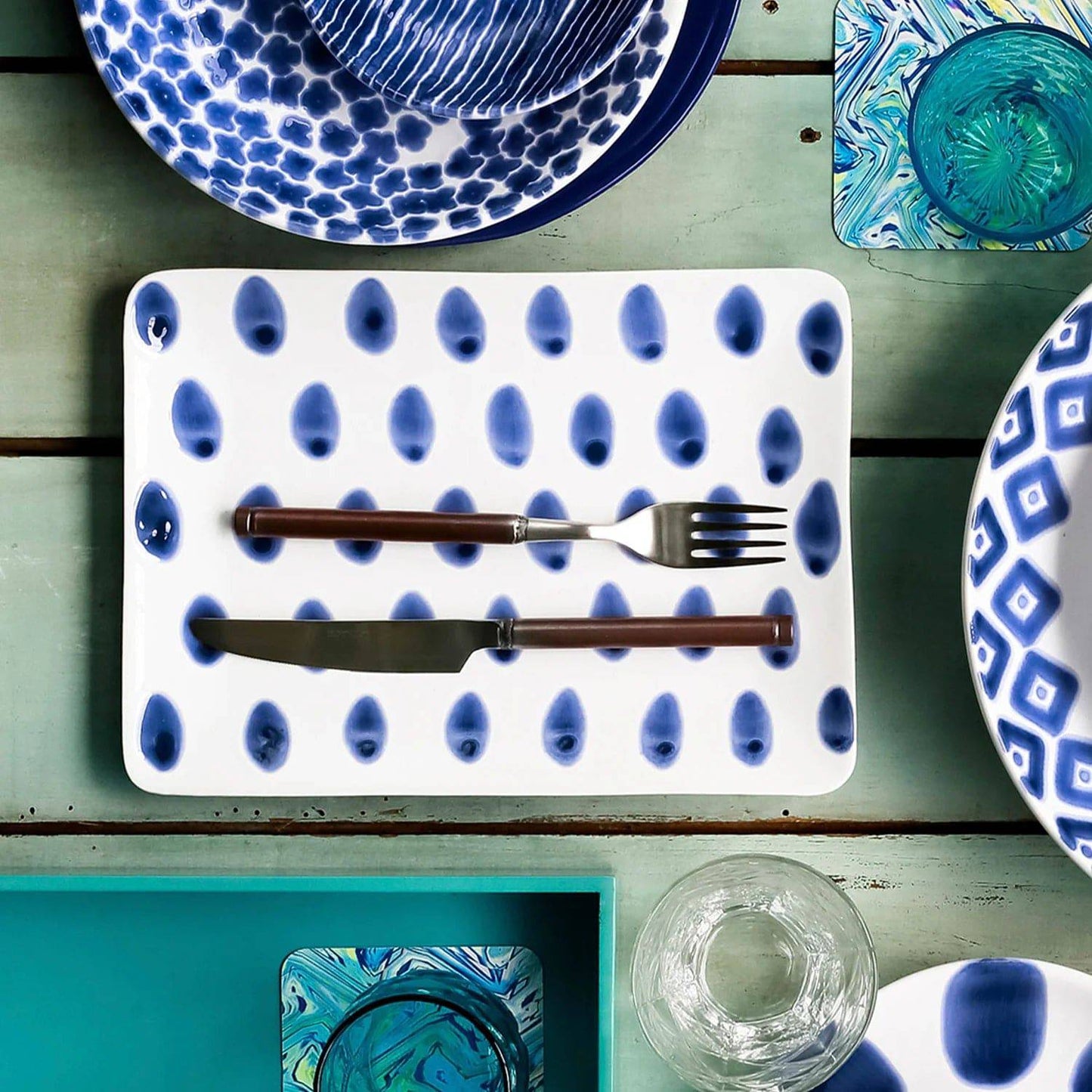 Vietri - Santorini Dot Platter - Small - Findlay Rowe Designs