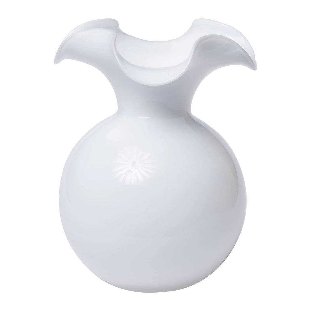 Vietri - Hibiscus Glass Medium Fluted Vase - White - Findlay Rowe Designs