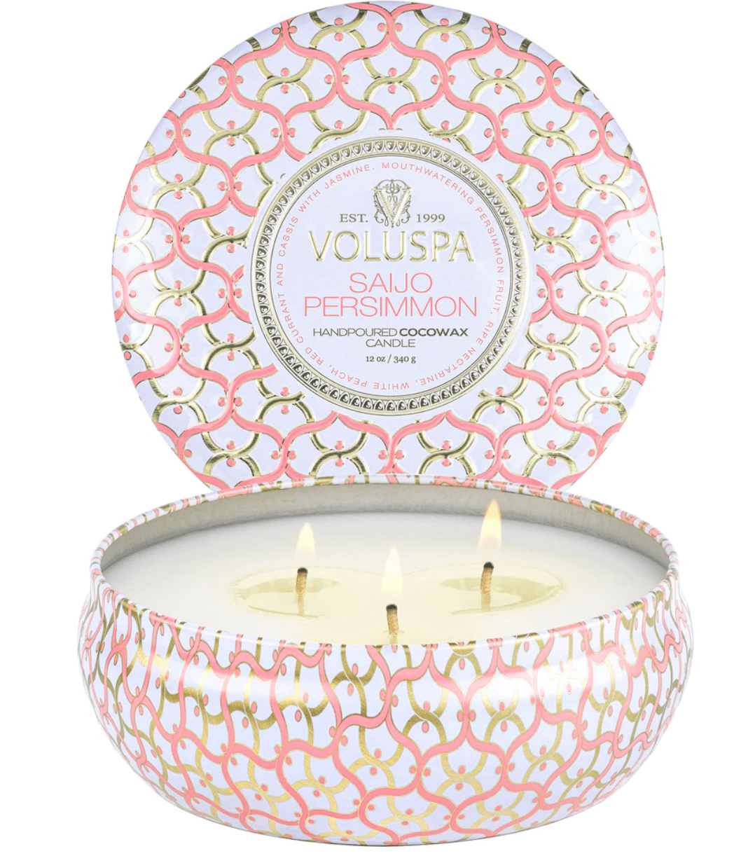 Voluspa - 3 Wick Tin Candle - Saijo Persimmon - Findlay Rowe Designs