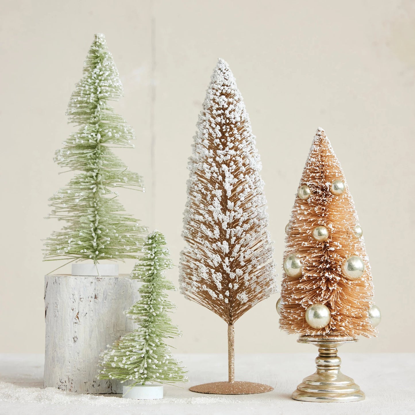 Bottle Brush Tree 14in - Gold & White