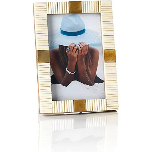 Zodax - Frame - 4X6 MAHA BONE W BRASS TRIM - Findlay Rowe Designs