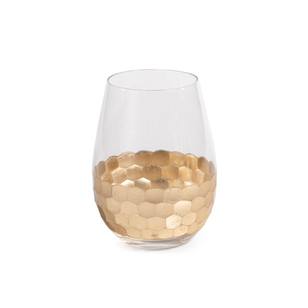 Zodax - Fez Cut Glass Stemless Wine with Gold Leaf - Findlay Rowe Designs