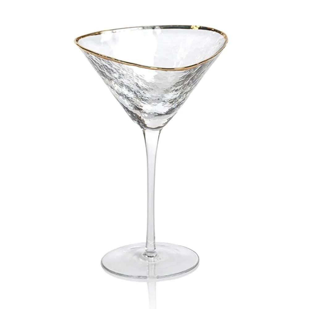 Zodax - Aperitivo Triangular Martini Glass Clear w/ Gold Rim - Findlay Rowe Designs