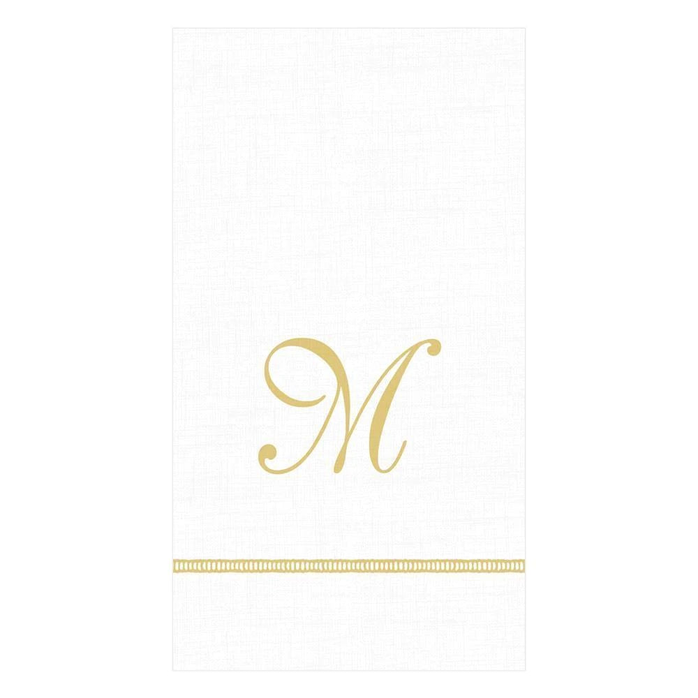 Caspari - Guest Towel Napkins - Single Initial - Hemstitch Script - Findlay Rowe Designs