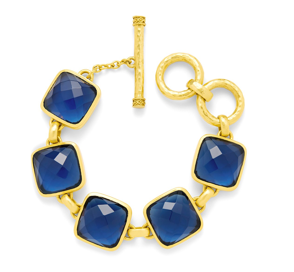 Gold link bracelet with Blue sapphires by Julie Vos
