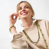 Ink & Alloy - Necklace - Portia Brass Glass Beads - Green - Findlay Rowe Designs