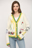 Cardigan - Golf Embroidered Patch - Cream - Findlay Rowe Designs