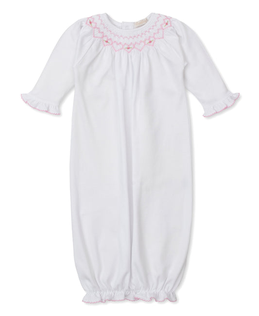 Kissy Kissy - Sack - Hand Smocked Hearts - White Pink - Findlay Rowe Designs