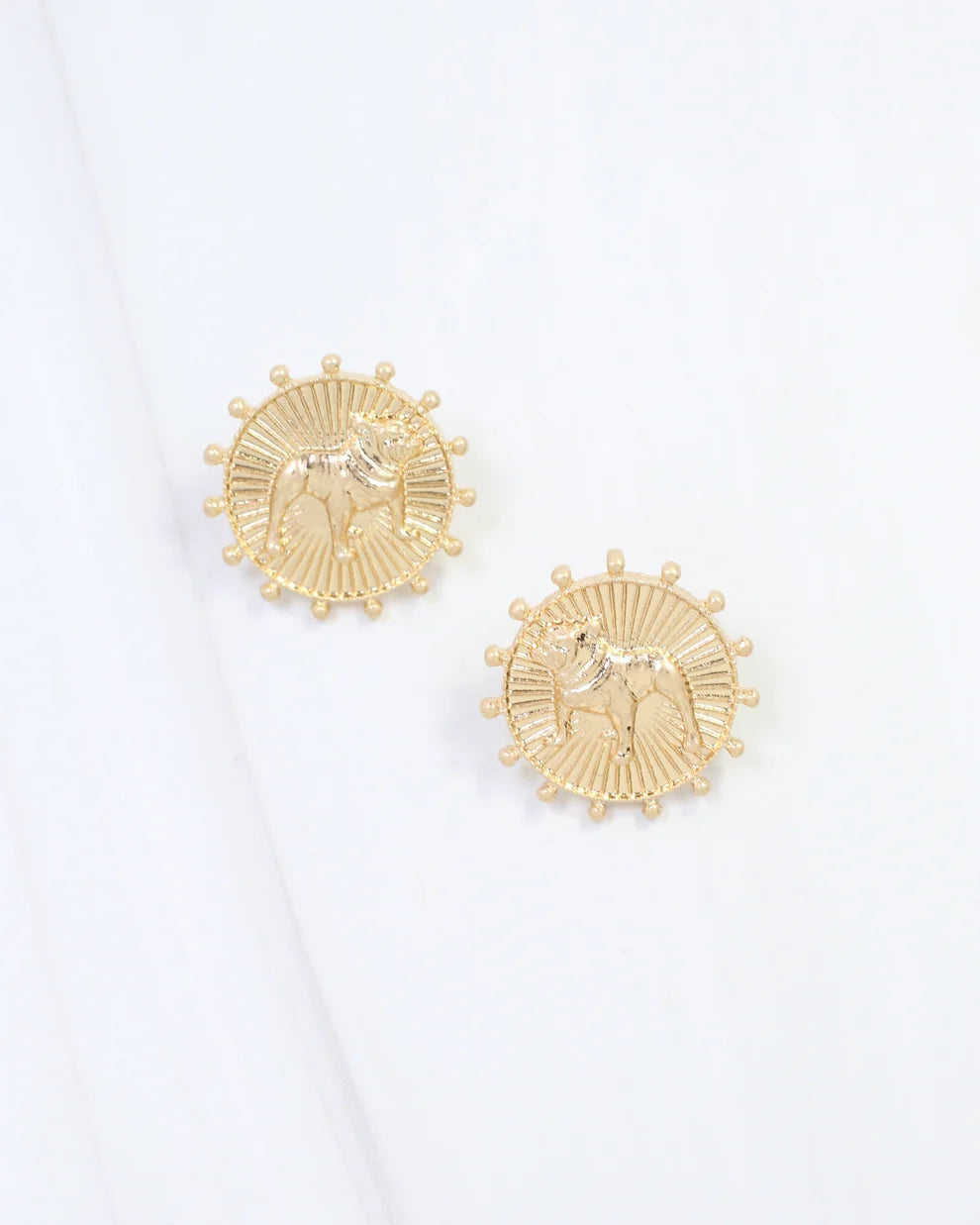 Caroline Hill - Earring - Carmen Coin Stud - Standing Dog Worn Gold - Findlay Rowe Designs