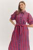 Entro - Dress - Midi  Button-down Striped - Red Navy - Findlay Rowe Designs