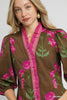 Umgee - Top - Floral Print Ruffle - Brown Mix