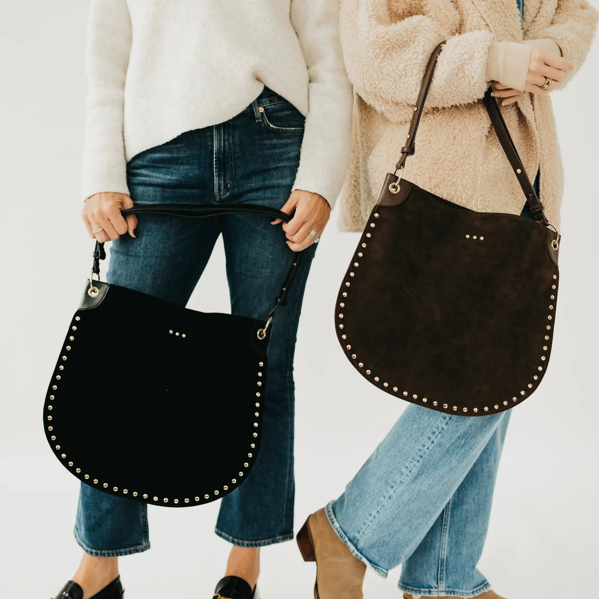 Pretty Simple Bags -  Rosalie Rivet Suede Hobo - Chocolate - Findlay Rowe Designs