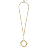 Melanie Long Studded Metal Circle Necklace in Worn Gold - Findlay Rowe Designs