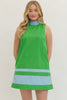 Entro - Dress - Mini - Sleeveless High Neck Bow - Green Light Blue - Findlay Rowe Designs
