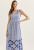 Entro - Dress - Midi Sleeveless Striped Cutout Embroidery - Navy - Findlay Rowe Designs