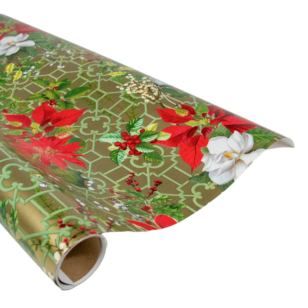 Caspari - Wrapping Paper - Christmas Garden Gold - NO SHIP - STORE PICKUP - Findlay Rowe Designs