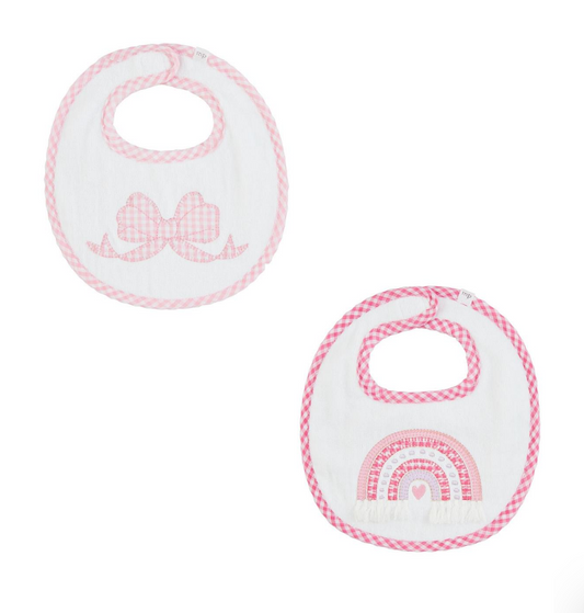 Mud Pie - Baby Bibs - Applique Bow & Rainbow - Findlay Rowe Designs