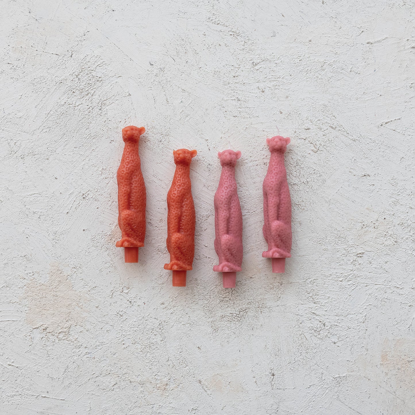 Candle - Taper - Pink Leopard Shaped Unscented - Set 2 - Findlay Rowe Designs