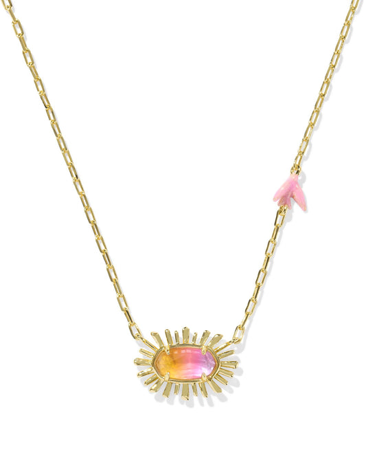 Kendra Scott - Necklace - Elisa Bird Short Pendant - Gold Sunrise Watercolor Illusion - Findlay Rowe Designs