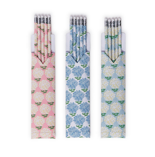 Two's Company-  Hydrangea Print Pencil  Set of 5