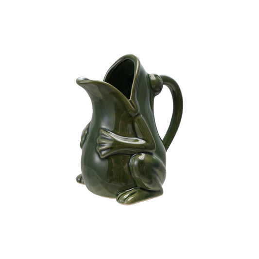 Stoneware Frog Pitcher - 16 oz.  Reactive Glaze