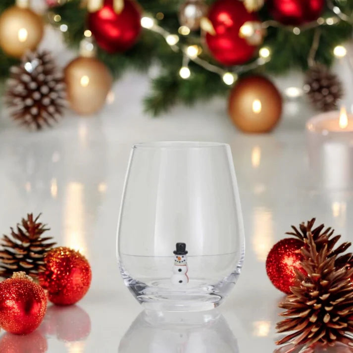 Stemless Wine Glass - Christmas Figure - Findlay Rowe Designs