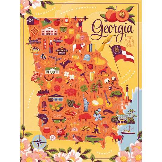 Puzzle - Georgia The Peach State - 500 Piece - Findlay Rowe Designs