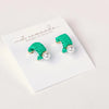St. Armands- Mini Green Raffia and Pearl Huggie Hoop Earrings