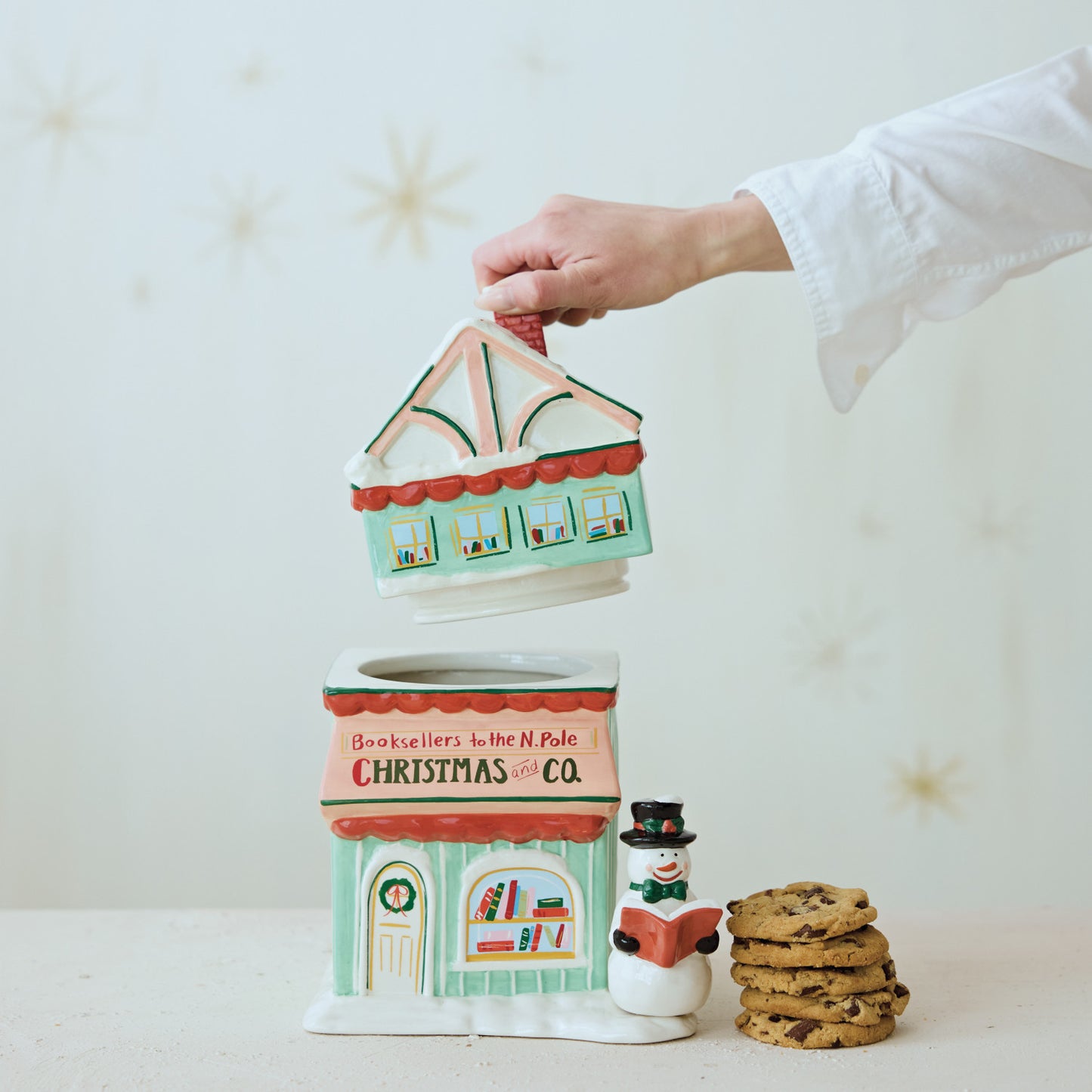 Cookie Jar - Bookstore with Snowman - Findlay Rowe Designs
