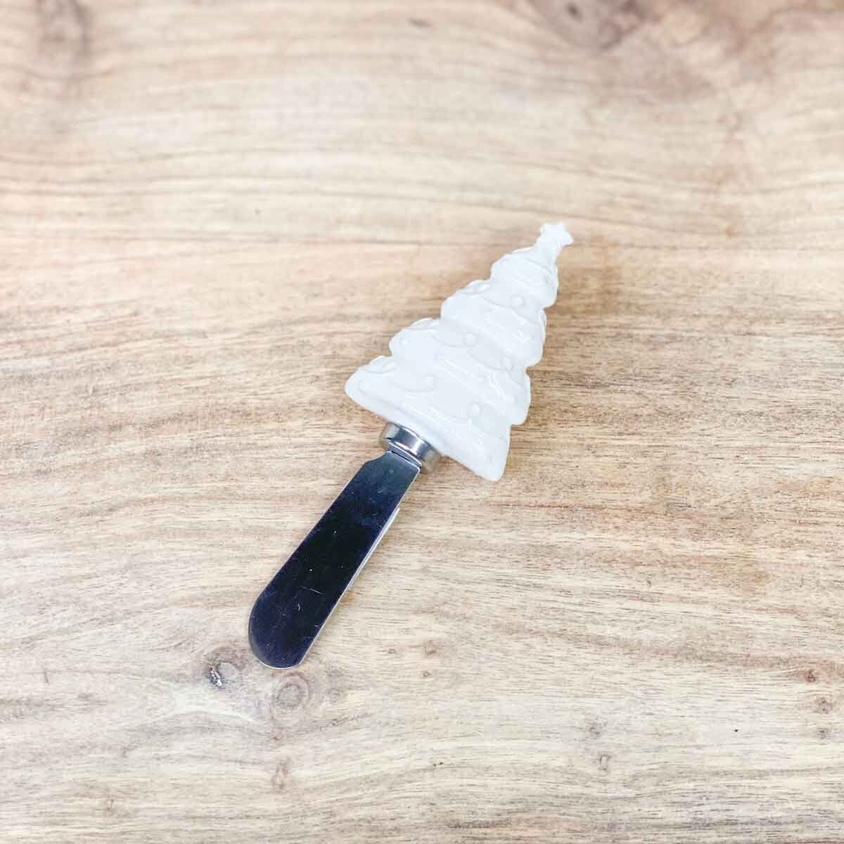 Embossed Spreader - Christmas Tree - White
