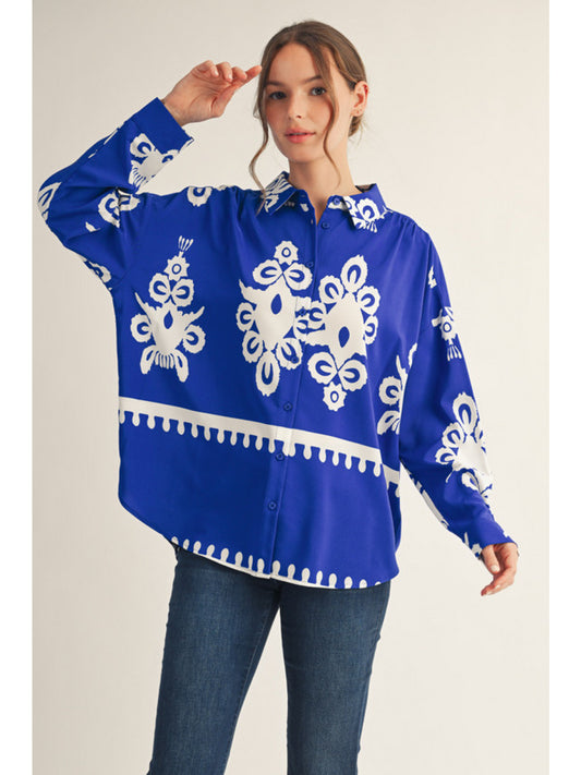 Top - Long Sleeve - Button Down - Royal Blue - Findlay Rowe Designs