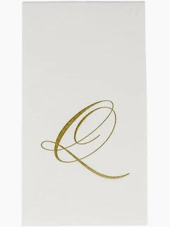 Caspari - Guest Towel Napkin - White Pearl-Paper Linen Napkin - Monogram - Findlay Rowe Designs