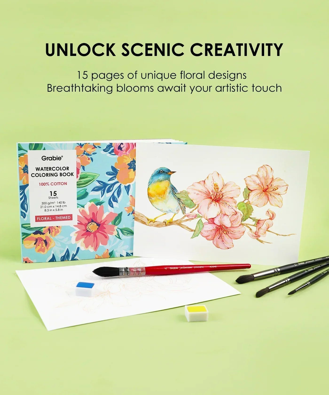 Grabie -Watercolor Coloring Club Box - Floral - Findlay Rowe Designs