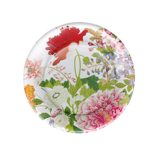 Caspari - Salad Dessert Plates - A Profusion Of Flowers 2 - White - Findlay Rowe Designs
