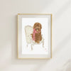 Rebecca Illustrated - Art Print - Sit Pretty Doodle Pink - 8x10