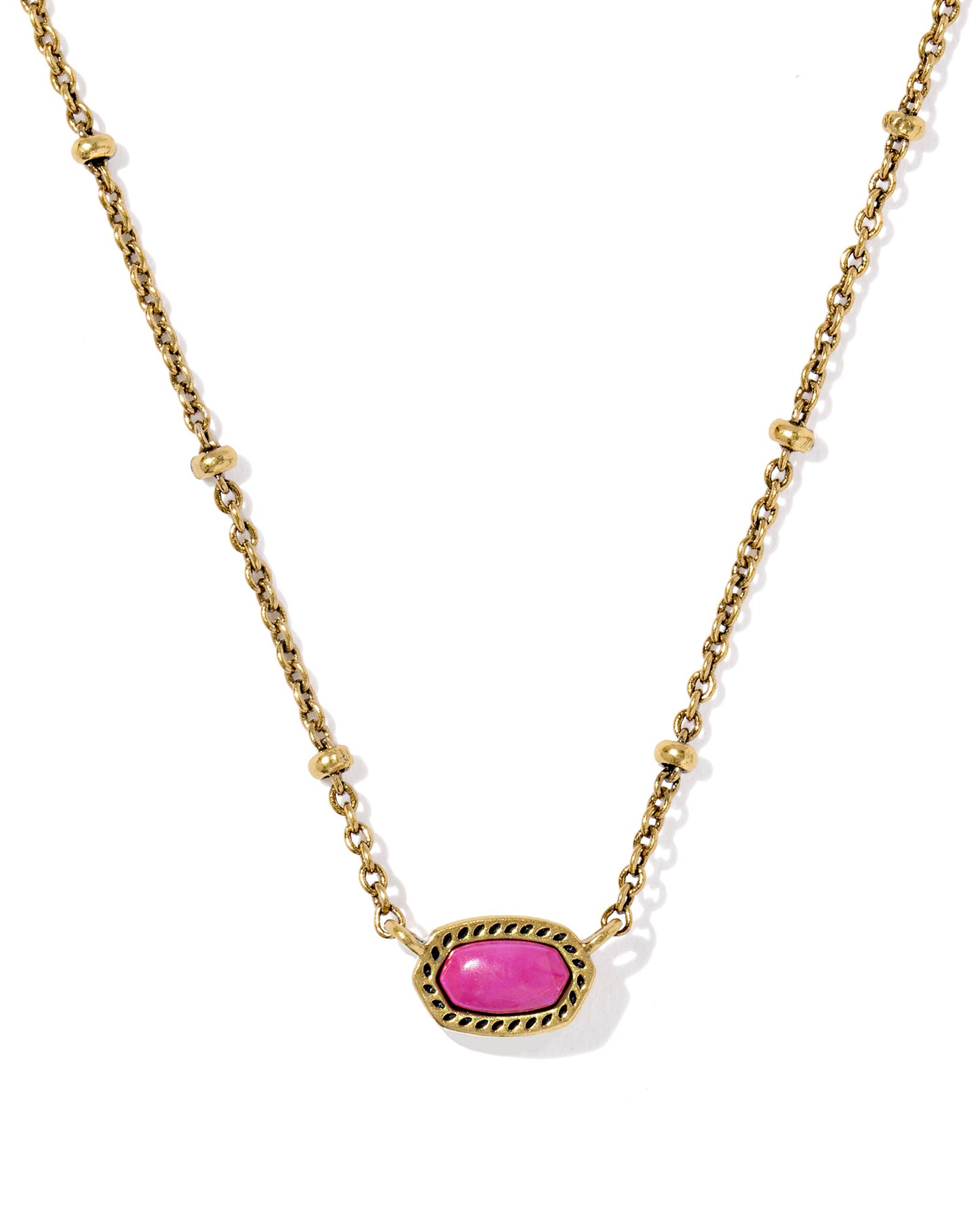 Kendra Scott - Necklace - Mini Elisa Satellite Pendant - Vintage Gold Dark Fuchsia Variegated Magnesite - Findlay Rowe Designs