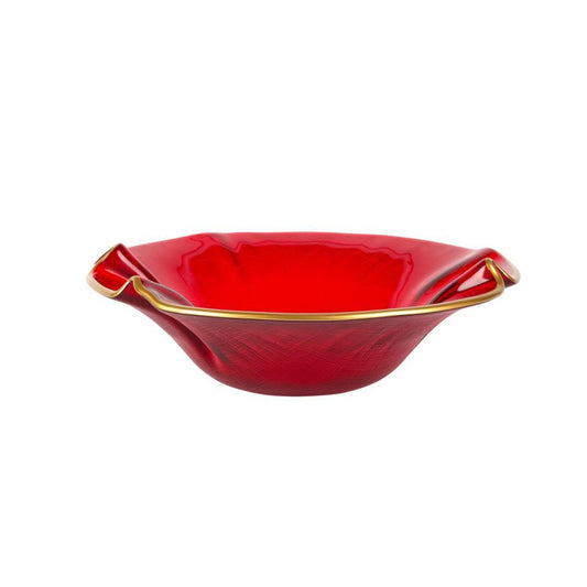 Vietri - Holiday Glass - Small Ruffled Bowl - Red