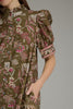 Entro - Dress - Midi Puff Sleeve High Neck - Olive - Findlay Rowe Designs