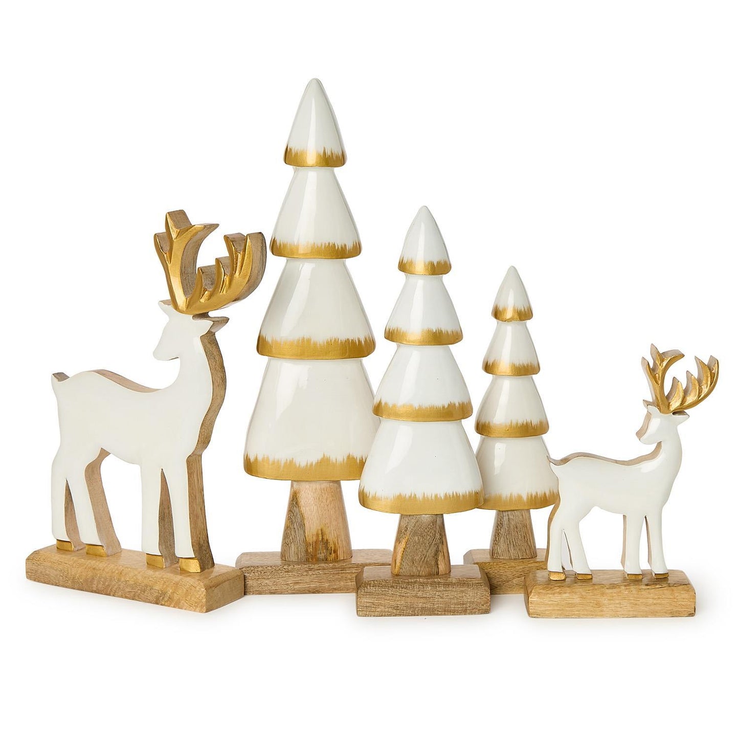Winter Scene Components - Wood - Gold White