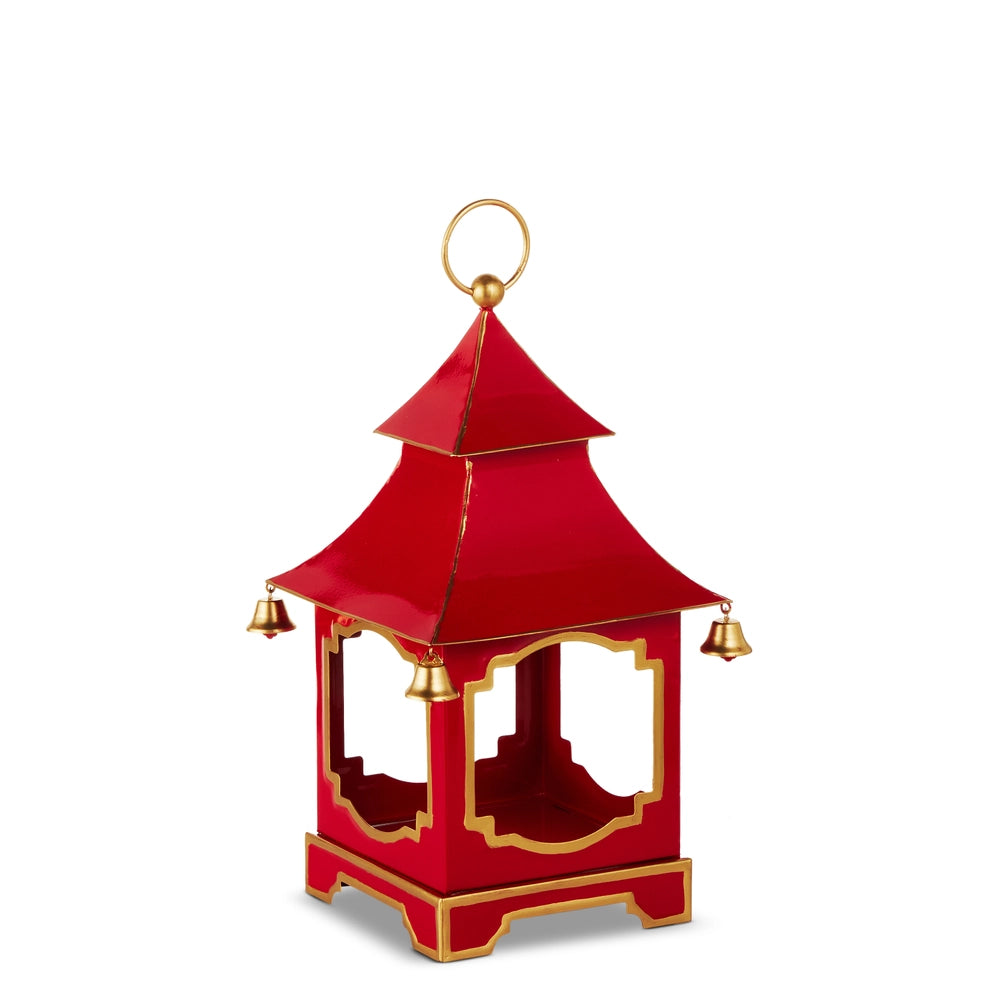 Bell Pagoda Lantern -  Red and Gold - 14.5in - Findlay Rowe Designs