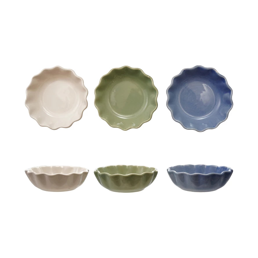 Scalloped Bowl - White Green or Blue - Findlay Rowe Designs