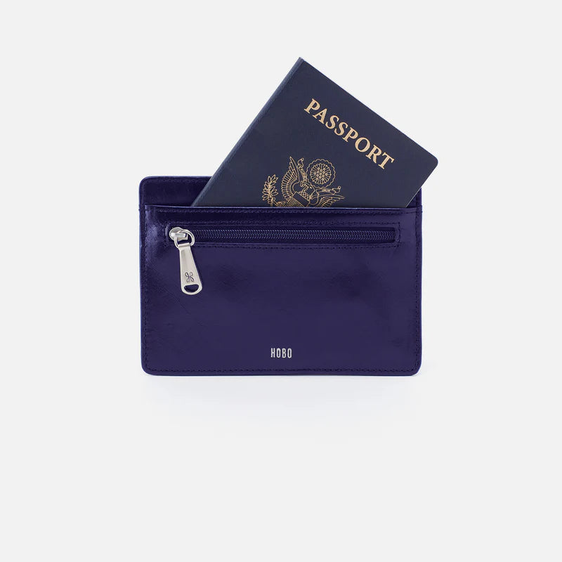 Hobo - Euro Slide Card Case -  Polished Leather Winter Violet